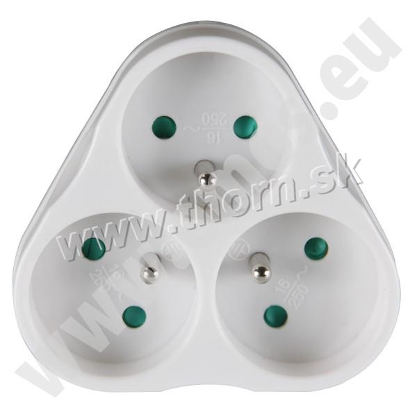 Zásuvka rozbočovacia biela 3xguľatá