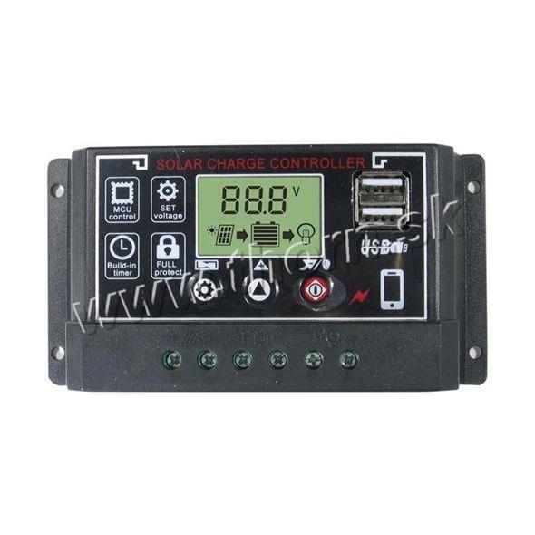 Solárny regulátor PWM BL915C 12-24V/30A+USB pre rôzne batérie