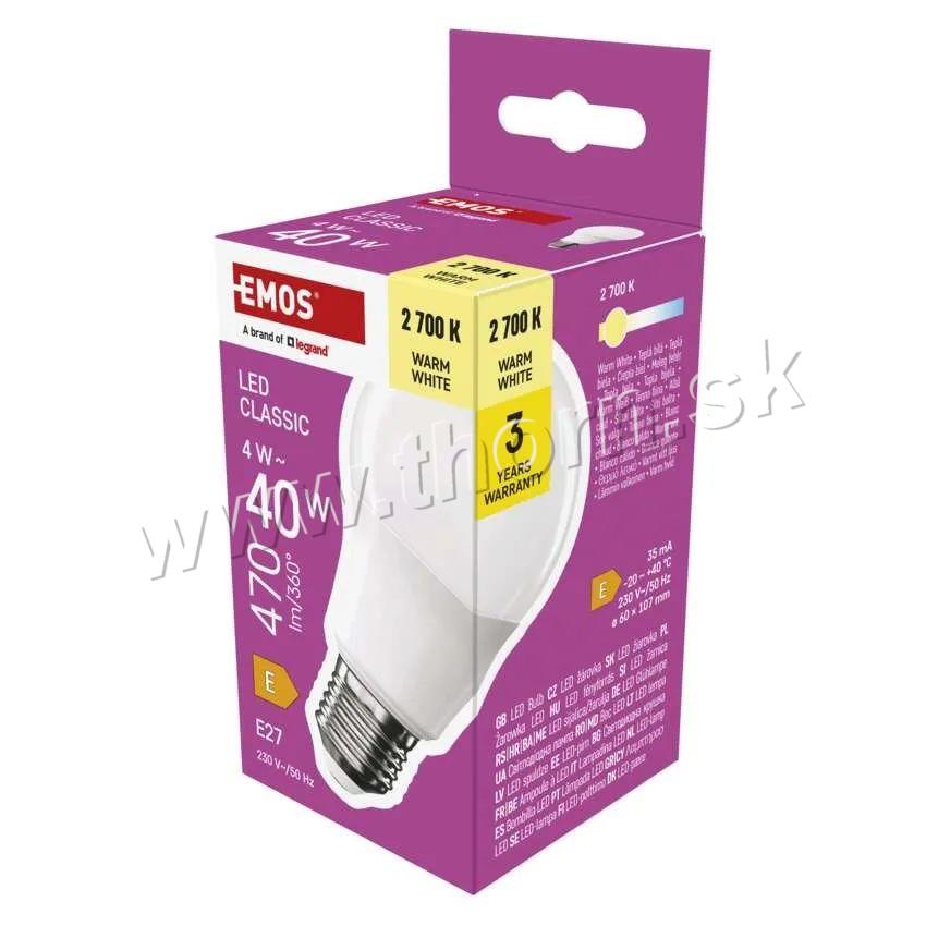 LED žiarovka Classic A60 / E27 / 4W (40W) / 470lm / teplá biela