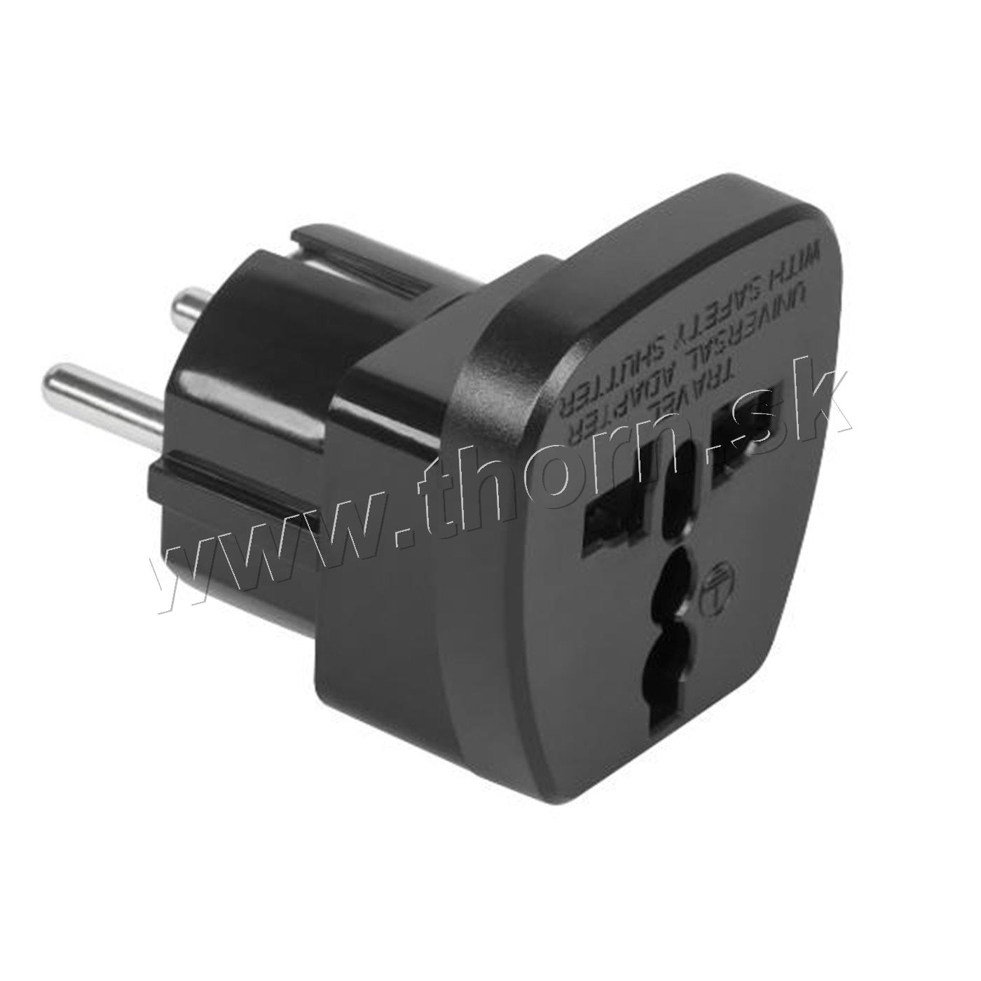 Redukcia 230V SK- univerzálna zásuvka čierna (QZ36-9)