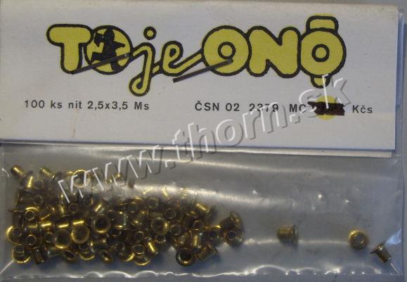 Nit dutý 2,5x3,5mm mosadzné