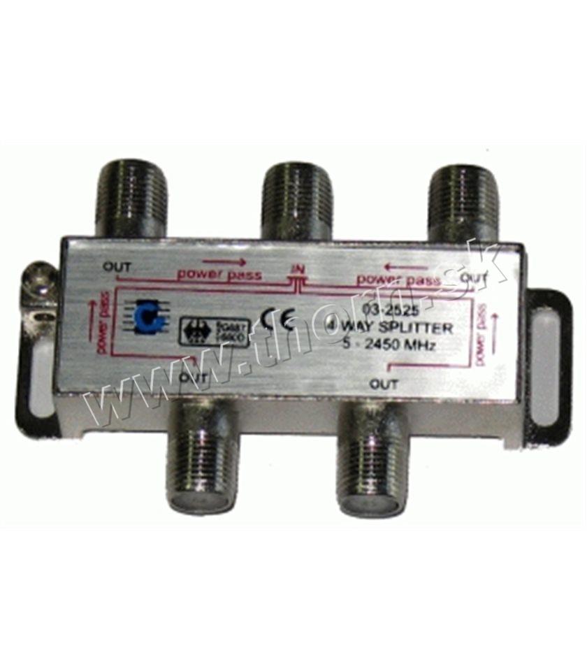 Rozbočovač F 1x vstup/4x výstup. pásmo 5-2450MHz