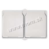 Zásuvka nástenná dvojitá, biela, IP44