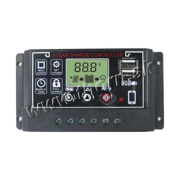 Solárny regulátor PWM BL915C 12-24V/30A+USB pre rôzne batérie