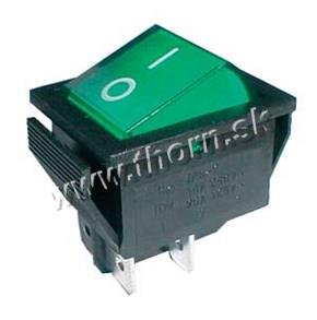 Spínač zelený široký 230VAC