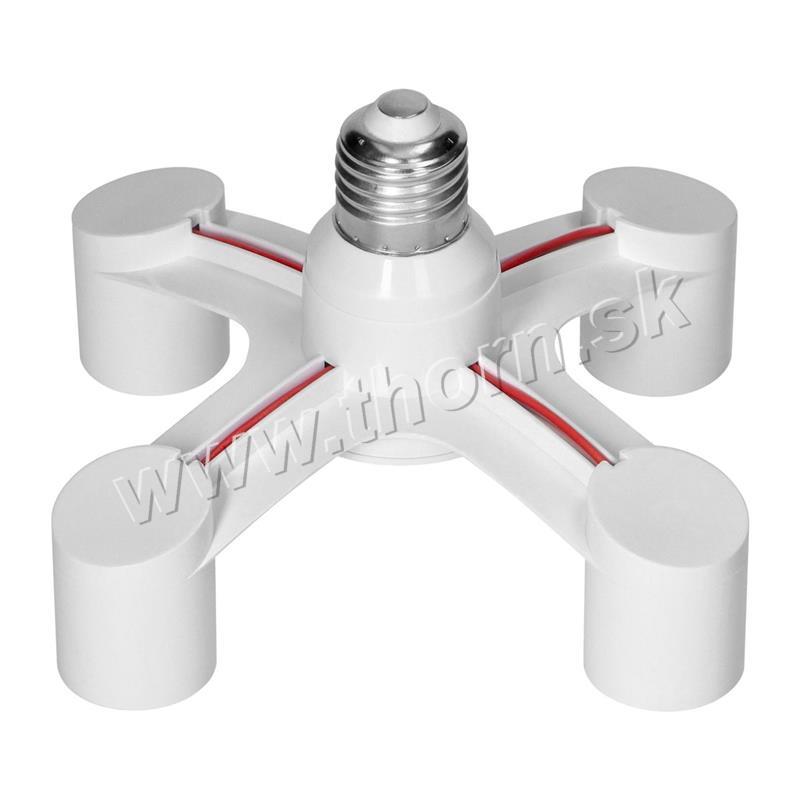 Adaptér pätice žiarovky E 27/4xE 27